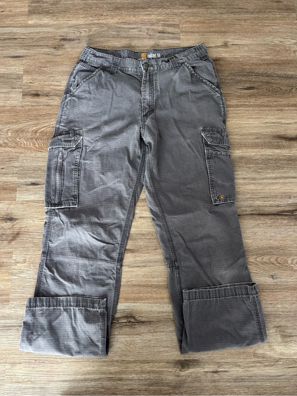 Carhartt ripstop gray 34 x 36 tactical style cargo pants. Preloved. Relax fit